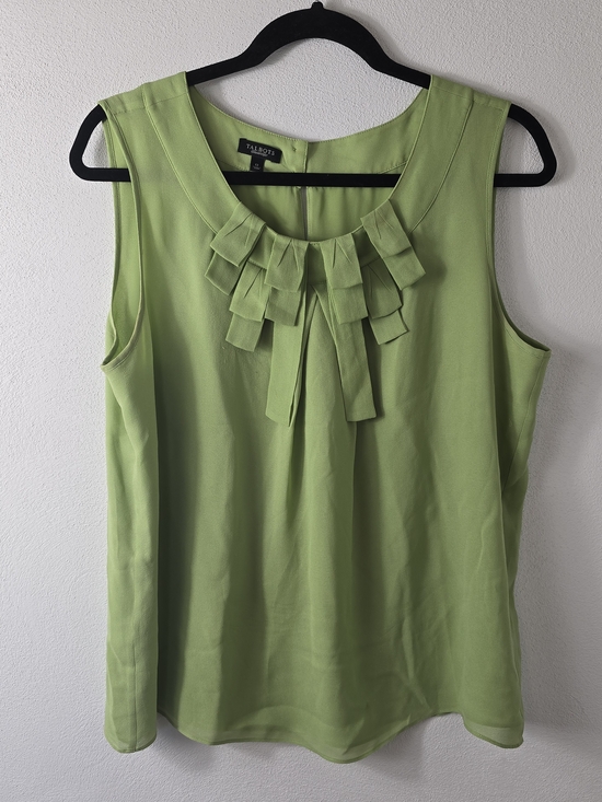 Talbots Tops - Talbots Silk Green Sleeveless Ruffle-Detail Shell Top Sz 12